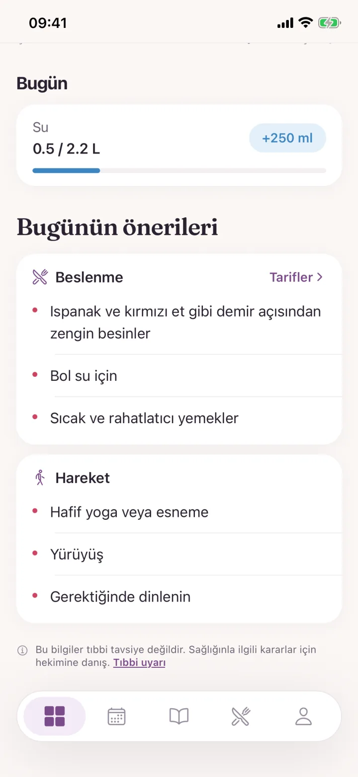 Döngü evresine göre beslenme ve hareket önerileri